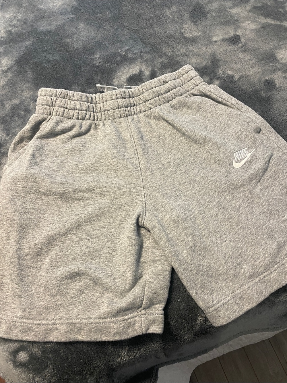 Nike Gray Kids Fleece Shorts with White Logo